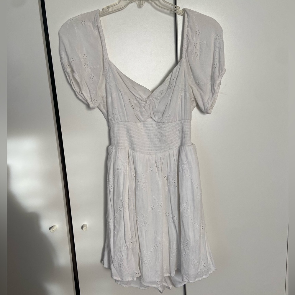 Hollister White Floral Eyelet Dress